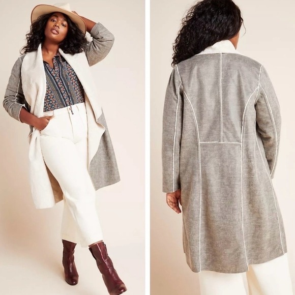Anthropologie Jackets & Blazers - Anthropologie X Amadi Camilla Sueded Sherpa Jacket Faux Suede & Shearling Sz 2X